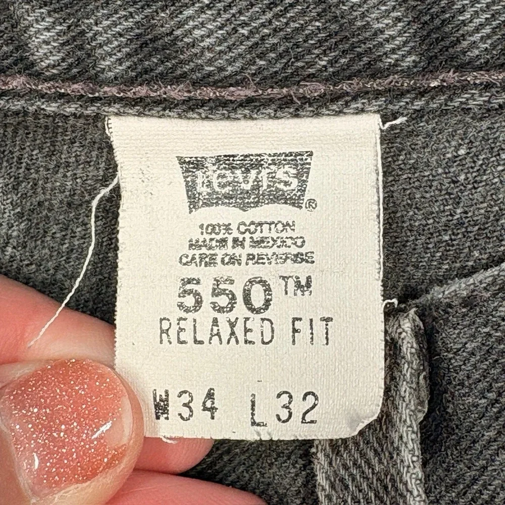 Levis 550 Jeans‎ Mens 34x32 Black Denim Relaxed Fit Y2K Baggy Grunge Stained